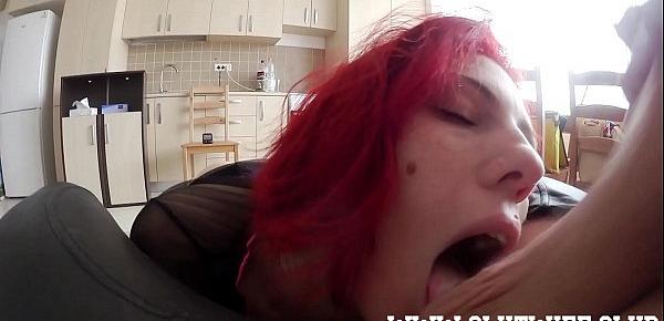  Redhead sub slut licks my asshole for a rimjob before she gets a rough sloppy facefuck and gets banged while facing the camera smoking